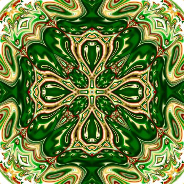 Benzersiz mandala, Oriental yuvarlak desen, mistik motifi, egzotik arka plan. Fantastik fraktal tasarım, geometrik doku parlayan renkli dijital sanat.