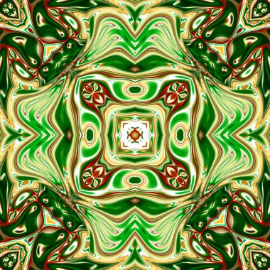 Benzersiz mandala, Oriental yuvarlak desen, mistik motifi, egzotik arka plan. Fantastik fraktal tasarım, geometrik doku parlayan renkli dijital sanat.