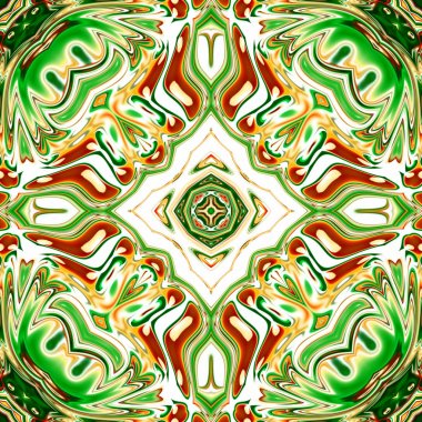 Benzersiz mandala, Oriental yuvarlak desen, mistik motifi, egzotik arka plan. Fantastik fraktal tasarım, geometrik doku parlayan renkli dijital sanat.