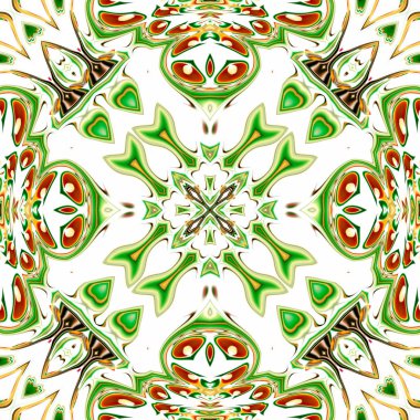 Benzersiz mandala, Oriental yuvarlak desen, mistik motifi, egzotik arka plan. Fantastik fraktal tasarım, geometrik doku parlayan renkli dijital sanat.