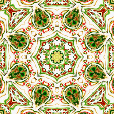 Benzersiz mandala, Oriental yuvarlak desen, mistik motifi, egzotik arka plan. Fantastik fraktal tasarım, geometrik doku parlayan renkli dijital sanat.