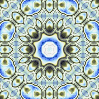 Benzersiz mandala, Oriental yuvarlak desen, mistik motifi, egzotik arka plan. Fantastik fraktal tasarım, geometrik doku parlayan renkli dijital sanat.