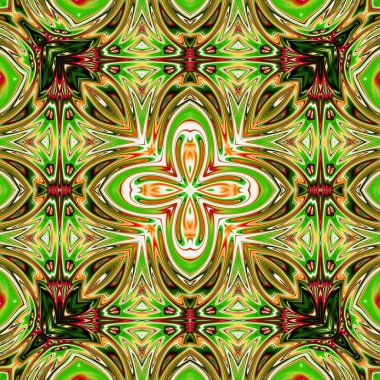 Benzersiz mandala, Oriental yuvarlak desen, mistik motifi, egzotik arka plan. Fantastik fraktal tasarım, geometrik doku parlayan renkli dijital sanat.