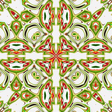 Benzersiz mandala, Oriental yuvarlak desen, mistik motifi, egzotik arka plan. Fantastik fraktal tasarım, geometrik doku parlayan renkli dijital sanat.