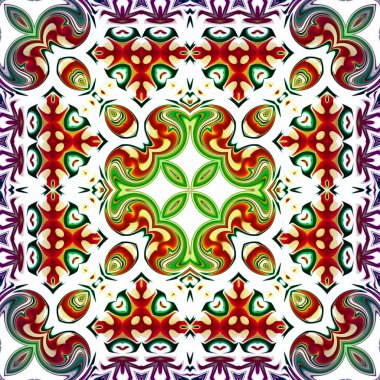 Benzersiz mandala, Oriental yuvarlak desen, mistik motifi, egzotik arka plan. Fantastik fraktal tasarım, geometrik doku parlayan renkli dijital sanat.