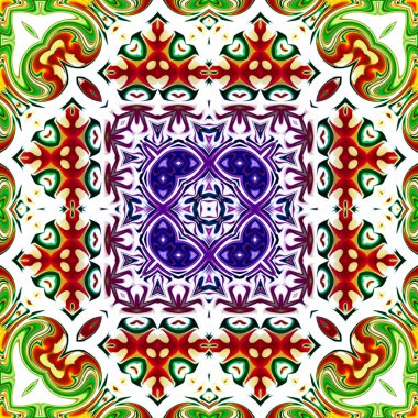 Benzersiz mandala, Oriental yuvarlak desen, mistik motifi, egzotik arka plan. Fantastik fraktal tasarım, geometrik doku parlayan renkli dijital sanat.