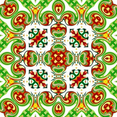 Benzersiz mandala, Oriental yuvarlak desen, mistik motifi, egzotik arka plan. Fantastik fraktal tasarım, geometrik doku parlayan renkli dijital sanat.