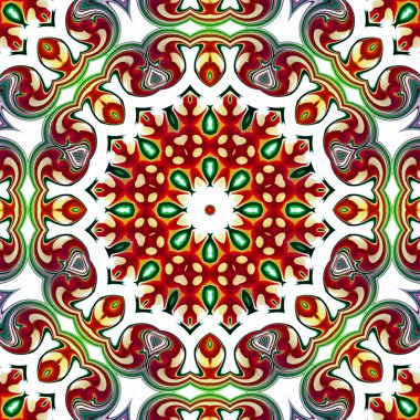 Benzersiz mandala, Oriental yuvarlak desen, mistik motifi, egzotik arka plan. Fantastik fraktal tasarım, geometrik doku parlayan renkli dijital sanat.