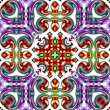 Benzersiz mandala, Oriental yuvarlak desen, mistik motifi, egzotik arka plan. Fantastik fraktal tasarım, geometrik doku parlayan renkli dijital sanat.