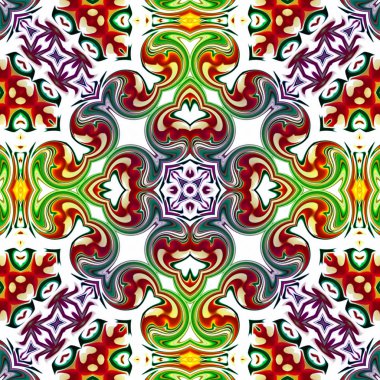 Benzersiz mandala, Oriental yuvarlak desen, mistik motifi, egzotik arka plan. Fantastik fraktal tasarım, geometrik doku parlayan renkli dijital sanat.