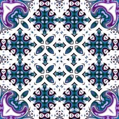 Benzersiz mandala, Oriental yuvarlak desen, mistik motifi, egzotik arka plan. Fantastik fraktal tasarım, geometrik doku parlayan renkli dijital sanat.