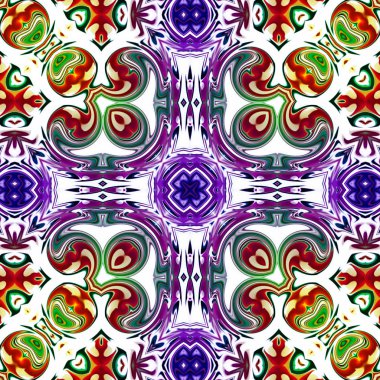 Benzersiz mandala, Oriental yuvarlak desen, mistik motifi, egzotik arka plan. Fantastik fraktal tasarım, geometrik doku parlayan renkli dijital sanat.