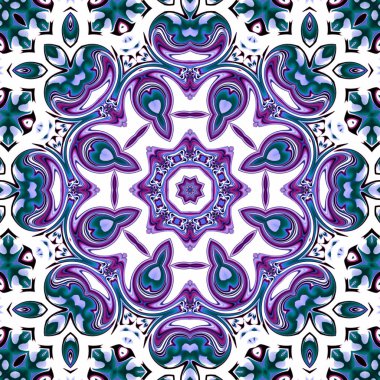 Benzersiz mandala, Oriental yuvarlak desen, mistik motifi, egzotik arka plan. Fantastik fraktal tasarım, geometrik doku parlayan renkli dijital sanat.