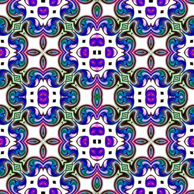 Benzersiz mandala, Oriental yuvarlak desen, mistik motifi, egzotik arka plan. Fantastik fraktal tasarım, geometrik doku parlayan renkli dijital sanat.