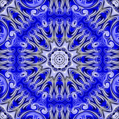 Benzersiz mandala, Oriental yuvarlak desen, mistik motifi, egzotik arka plan. Fantastik fraktal tasarım, geometrik doku parlayan renkli dijital sanat.