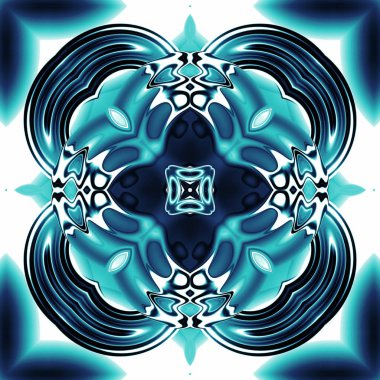 Benzersiz mandala, Oriental yuvarlak desen, mistik motifi, egzotik arka plan. Fantastik fraktal tasarım, geometrik doku parlayan renkli dijital sanat.