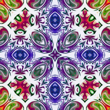 Benzersiz mandala, Oriental yuvarlak desen, mistik motifi, egzotik arka plan. Fantastik fraktal tasarım, geometrik doku parlayan renkli dijital sanat.