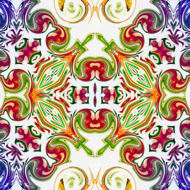 Benzersiz mandala, Oriental yuvarlak desen, mistik motifi, egzotik arka plan. Fantastik fraktal tasarım, geometrik doku parlayan renkli dijital sanat.