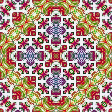 Benzersiz mandala, Oriental yuvarlak desen, mistik motifi, egzotik arka plan. Fantastik fraktal tasarım, geometrik doku parlayan renkli dijital sanat.