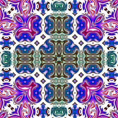 Benzersiz mandala, Oriental yuvarlak desen, mistik motifi, egzotik arka plan. Fantastik fraktal tasarım, geometrik doku parlayan renkli dijital sanat.