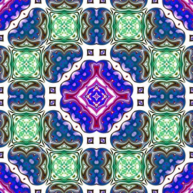 Benzersiz mandala, Oriental yuvarlak desen, mistik motifi, egzotik arka plan. Fantastik fraktal tasarım, geometrik doku parlayan renkli dijital sanat.