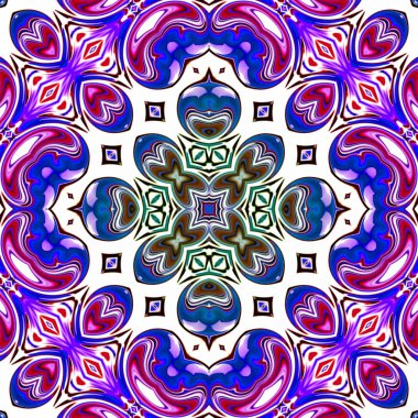 Benzersiz mandala, Oriental yuvarlak desen, mistik motifi, egzotik arka plan. Fantastik fraktal tasarım, geometrik doku parlayan renkli dijital sanat.