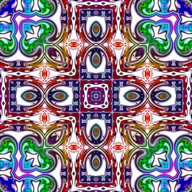 Benzersiz mandala, Oriental yuvarlak desen, mistik motifi, egzotik arka plan. Fantastik fraktal tasarım, geometrik doku parlayan renkli dijital sanat.