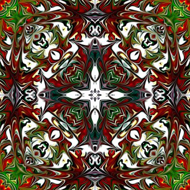 Benzersiz mandala, Oriental yuvarlak desen, mistik motifi, egzotik arka plan. Fantastik fraktal tasarım, geometrik doku parlayan renkli dijital sanat.