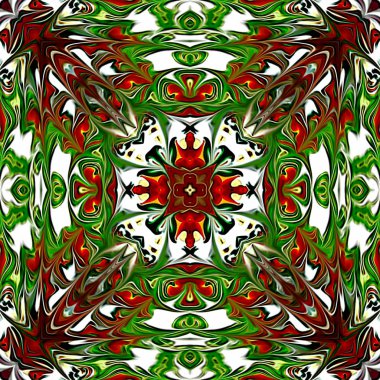 Benzersiz mandala, Oriental yuvarlak desen, mistik motifi, egzotik arka plan. Fantastik fraktal tasarım, geometrik doku parlayan renkli dijital sanat.