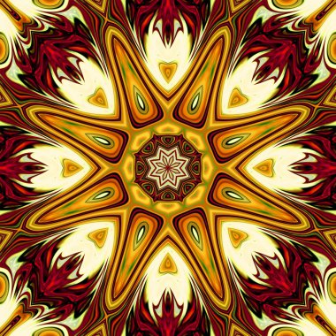 Benzersiz mandala, Oriental yuvarlak desen, mistik motifi, egzotik arka plan. Fantastik fraktal tasarım, geometrik doku parlayan renkli dijital sanat.