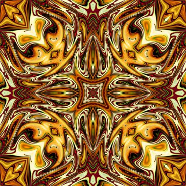 Benzersiz mandala, Oriental yuvarlak desen, mistik motifi, egzotik arka plan. Fantastik fraktal tasarım, geometrik doku parlayan renkli dijital sanat.