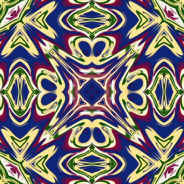 Benzersiz mandala, Oriental yuvarlak desen, mistik motifi, egzotik arka plan. Fantastik fraktal tasarım, geometrik doku parlayan renkli dijital sanat.