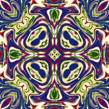 Benzersiz mandala, Oriental yuvarlak desen, mistik motifi, egzotik arka plan. Fantastik fraktal tasarım, geometrik doku parlayan renkli dijital sanat.