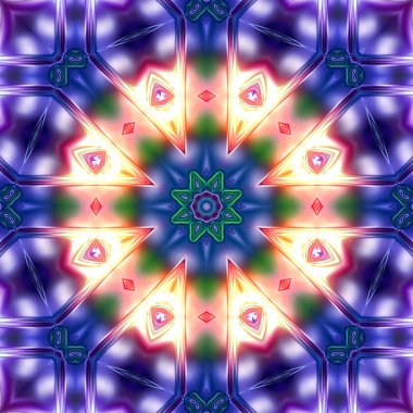 Benzersiz mandala, oryantal model, mistik motifi, arka plan. Fantastik fraktal tasarım, renkli dijital sanat, geometrik doku.