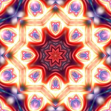 Benzersiz mandala, oryantal model, mistik motifi, arka plan. Fantastik fraktal tasarım, renkli dijital sanat, geometrik doku.