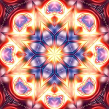 Benzersiz mandala, oryantal model, mistik motifi, arka plan. Fantastik fraktal tasarım, renkli dijital sanat, geometrik doku.