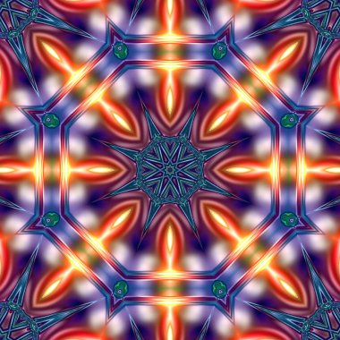 Benzersiz mandala, oryantal model, mistik motifi, arka plan. Fantastik fraktal tasarım, renkli dijital sanat, geometrik doku.