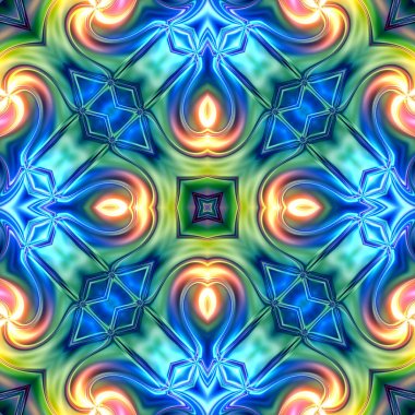 Benzersiz mandala, oryantal model, mistik motifi, arka plan. Fantastik fraktal tasarım, renkli dijital sanat, geometrik doku.