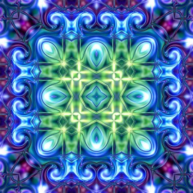 Benzersiz mandala, oryantal model, mistik motifi, arka plan. Fantastik fraktal tasarım, renkli dijital sanat, geometrik doku.