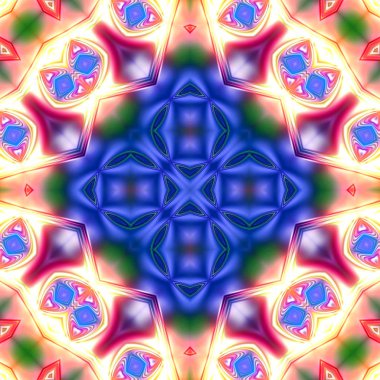 Benzersiz mandala, oryantal model, mistik motifi, arka plan. Fantastik fraktal tasarım, renkli dijital sanat, geometrik doku.