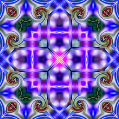 Benzersiz mandala, oryantal model, mistik motifi, arka plan. Fantastik fraktal tasarım, renkli dijital sanat, geometrik doku.