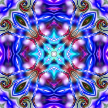 Benzersiz mandala, Oriental yuvarlak desen, mistik motifi, egzotik arka plan. Fantastik fraktal tasarım, geometrik doku parlayan renkli dijital sanat.