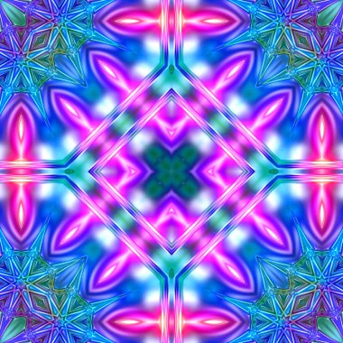 Benzersiz mandala, Oriental yuvarlak desen, mistik motifi, egzotik arka plan. Fantastik fraktal tasarım, geometrik doku parlayan renkli dijital sanat.