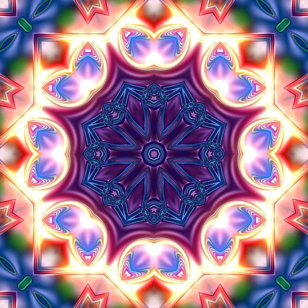 Benzersiz mandala, oryantal model, mistik motifi, arka plan. Fantastik fraktal tasarım, renkli dijital sanat, geometrik doku.