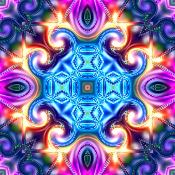 Benzersiz mandala, oryantal model, mistik motifi, arka plan. Fantastik fraktal tasarım, renkli dijital sanat, geometrik doku.