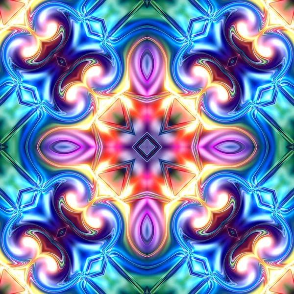 Benzersiz mandala, oryantal model, mistik motifi, arka plan. Fantastik fraktal tasarım, renkli dijital sanat, geometrik doku.