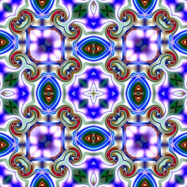 Benzersiz mandala, Oriental yuvarlak desen, mistik motifi, egzotik arka plan. Fantastik fraktal tasarım, geometrik doku parlayan renkli dijital sanat.