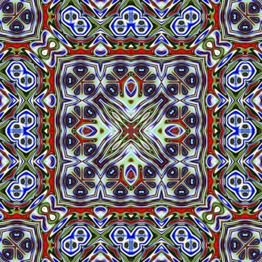 Benzersiz mandala, oryantal model, mistik motifi, arka plan. Fantastik fraktal tasarım, renkli dijital sanat, geometrik doku.