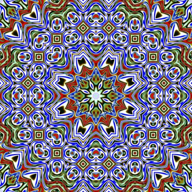 Benzersiz mandala, oryantal model, mistik motifi, arka plan. Fantastik fraktal tasarım, renkli dijital sanat, geometrik doku.