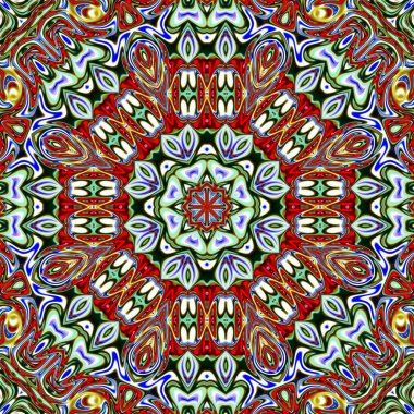 Benzersiz mandala, oryantal model, mistik motifi, arka plan. Fantastik fraktal tasarım, renkli dijital sanat, geometrik doku.